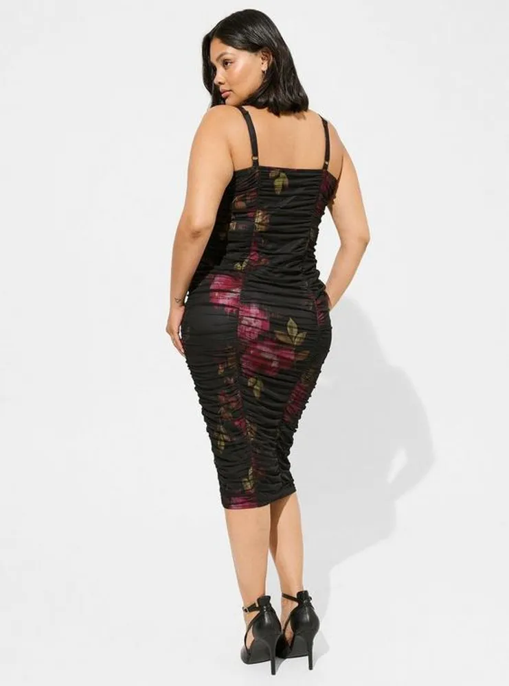 Plus Size - Midi Mesh Asymmetrical One Shoulder Dress - Torrid