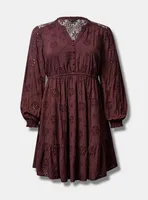 Mini Eyelet Challis Shirt Dress