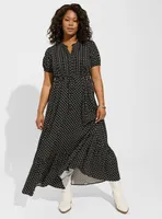 Maxi Stretch Challis Pintuck Tiered Dress