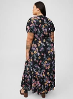 Maxi Stretch Challis Pintuck Tiered Dress