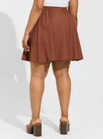 At The Knee Twill Pleated Skirt