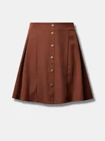 At The Knee Twill Pleated Skirt