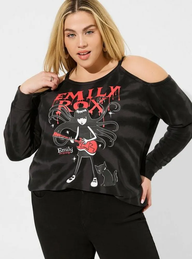 Emily The Strange French Terry Cold Shoulder Sweatshirt