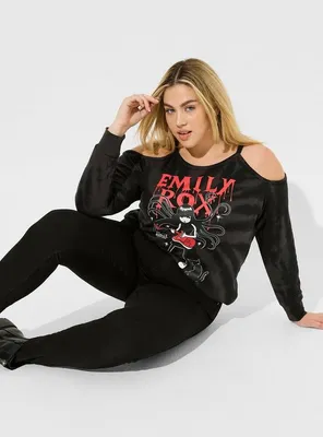 Emily The Strange French Terry Cold Shoulder Sweatshirt