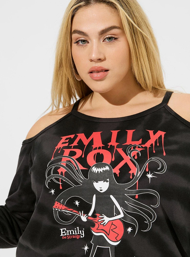 Emily The Strange French Terry Cold Shoulder Sweatshirt