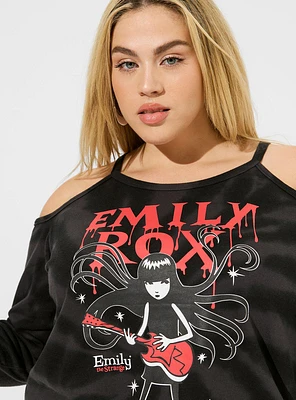 Emily The Strange French Terry Cold Shoulder Sweatshirt