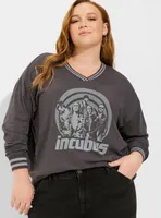 Incubus Classic Fit Cotton Banded V-Neck Crop Tee