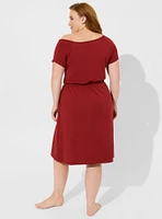 Dream Fleece Off The Shoulder Pocket Midi Lounge Dress