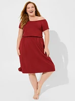 Dream Fleece Off The Shoulder Pocket Midi Lounge Dress