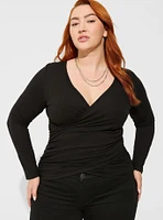 Fitted Super Soft Rib Surplice Long Sleeve Top