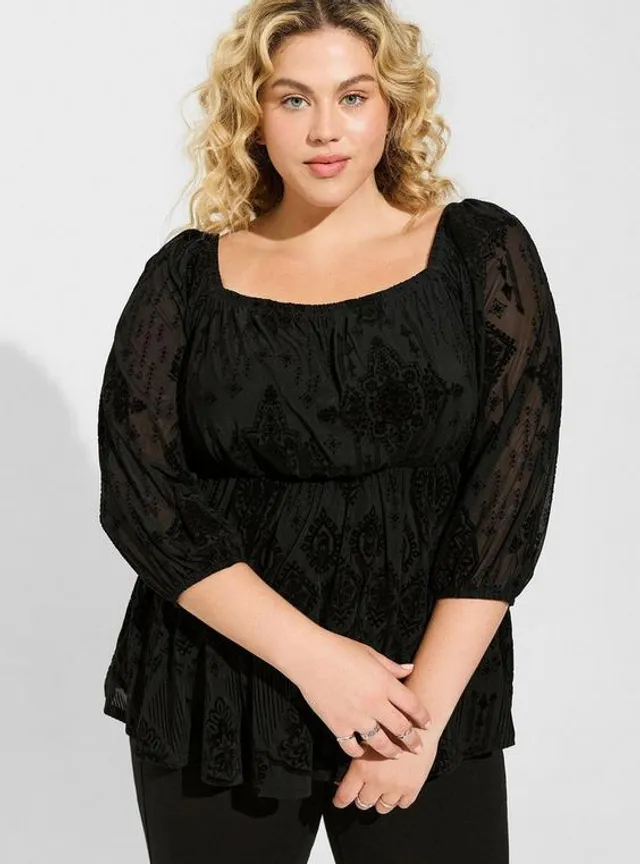 TORRID Flocked Mesh Long Sleeve Top