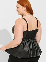 Peplum Faux Leather Corset Top