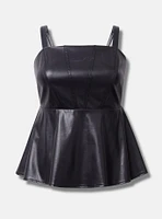 Peplum Faux Leather Corset Top