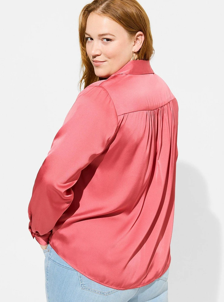 Madison Satin Button-Up Long Sleeve Shirt