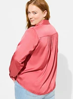 Madison Satin Button-Up Long Sleeve Shirt