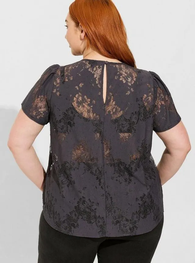 TORRID Lace Square Neck Long Sleeve Top