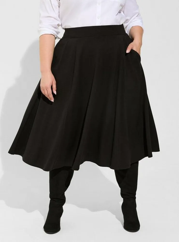 Studio Curve Collection A-Line Ponte Skirt, Black - Dresses & Skirts