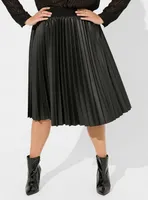 Midi PU Pleated Skirt