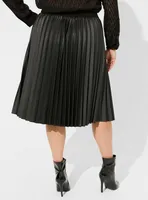 Midi PU Pleated Skirt