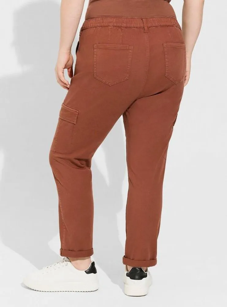 Pull-On Weekend Straight Stretch Twill Cargo Mid-Rise Pant