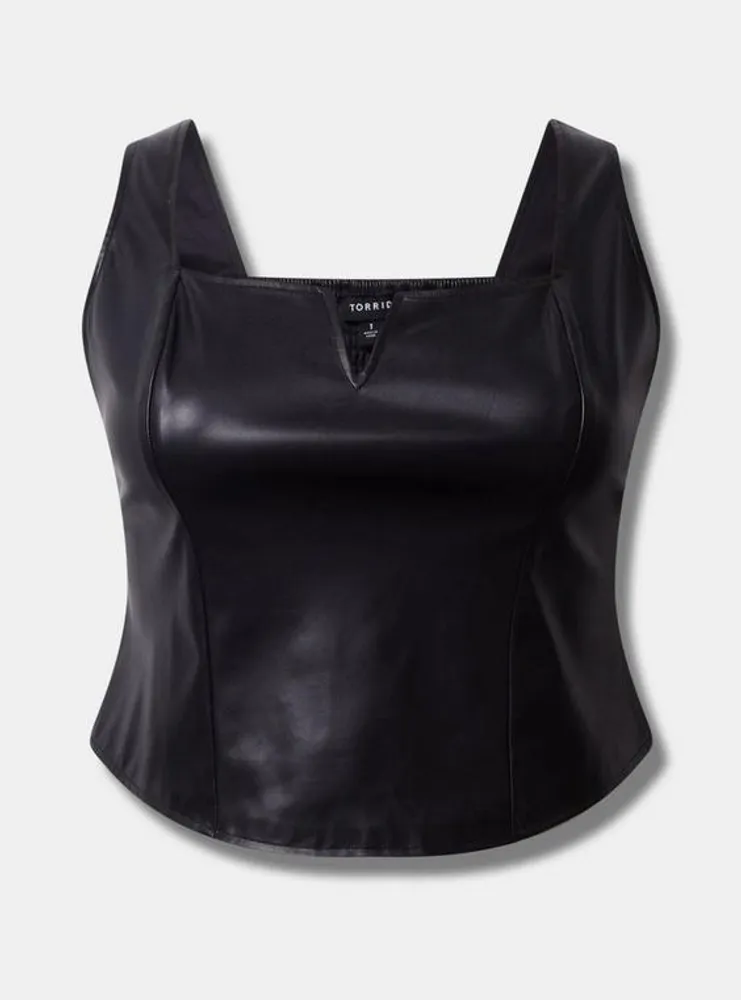 Faux Leather Cropped Tank