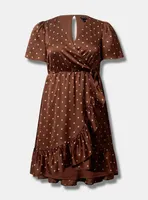 Mini Bubble Charmeuse Faux Wrap Dress