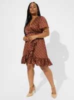 Mini Bubble Charmeuse Faux Wrap Dress