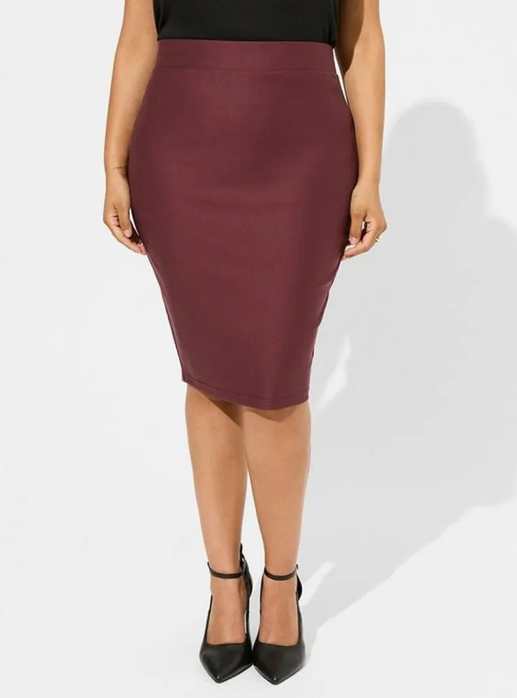 At The Knee Ponte Pencil Skirt