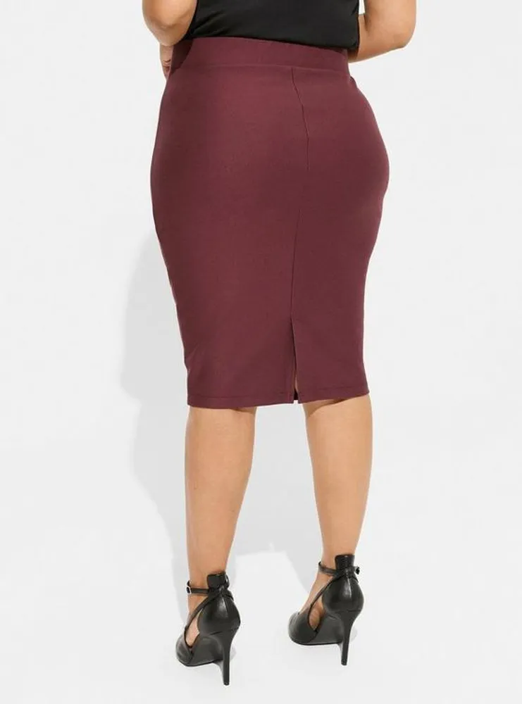 At The Knee Ponte Pencil Skirt