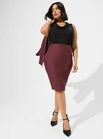 At The Knee Ponte Pencil Skirt