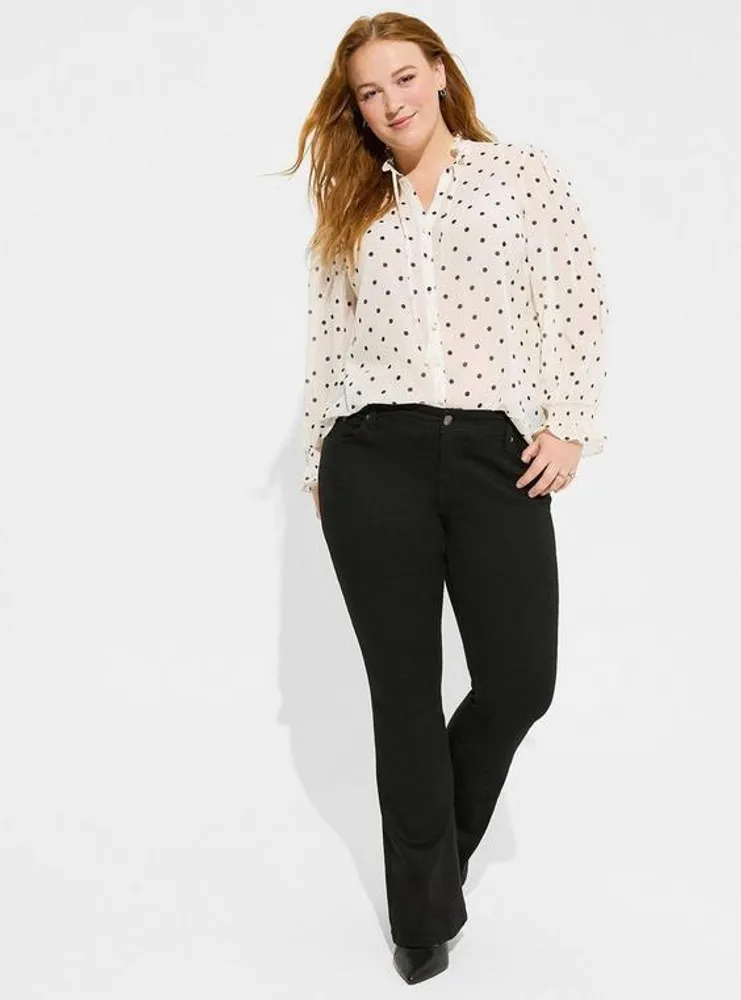 Crinkle Chiffon Button Up Mock Neck Blouse