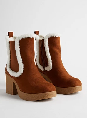 Shearling Trim Platform Bootie (WW)