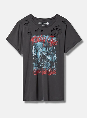 Motley Crue Relaxed Fit Cotton Distressed Tunic Tee