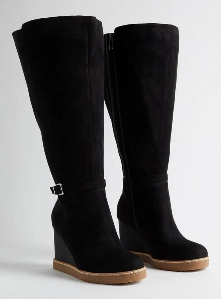 Buckle Wedge Knee Boot (WW)