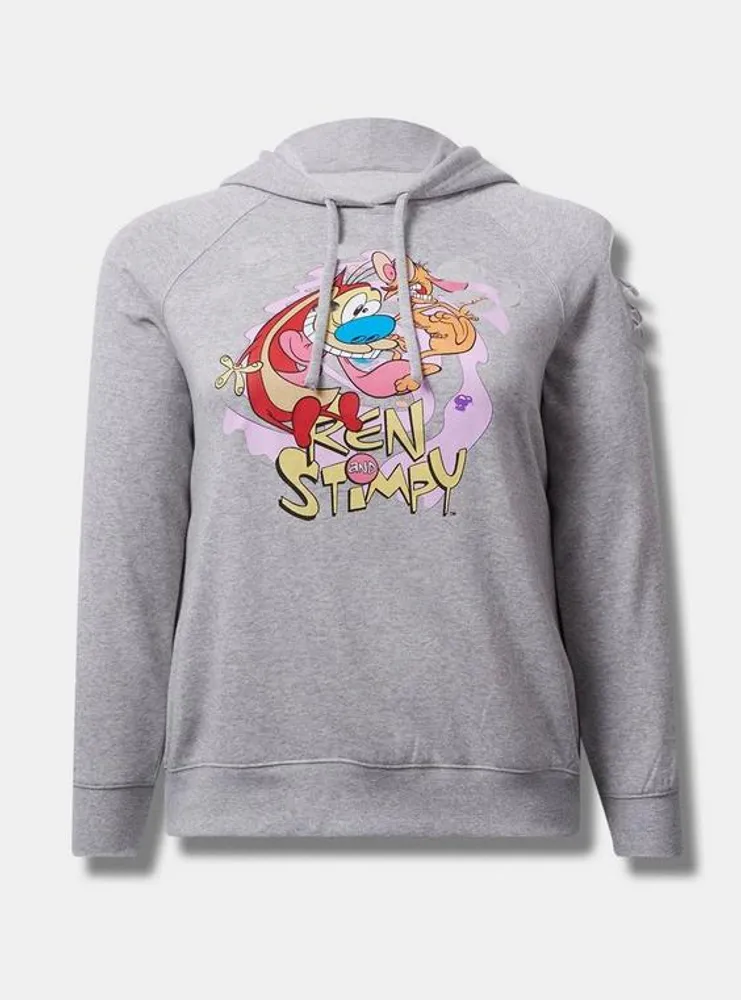 Ren And Stimpy Cozy Fleece Destructed Hoodie