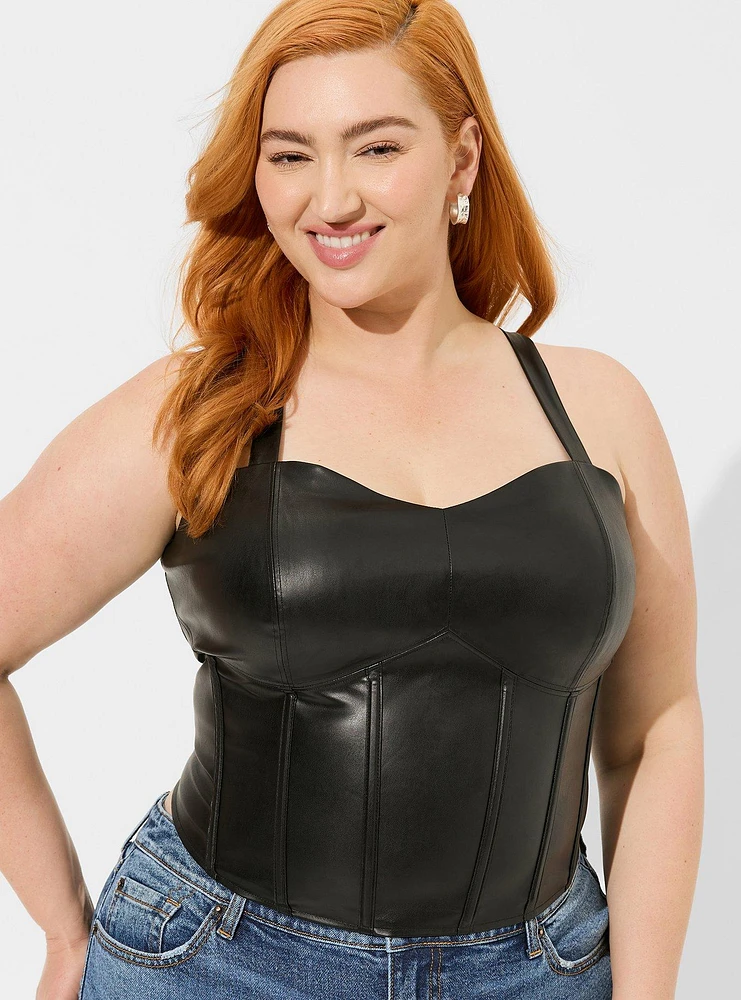 Faux Leather Corset Crop Top