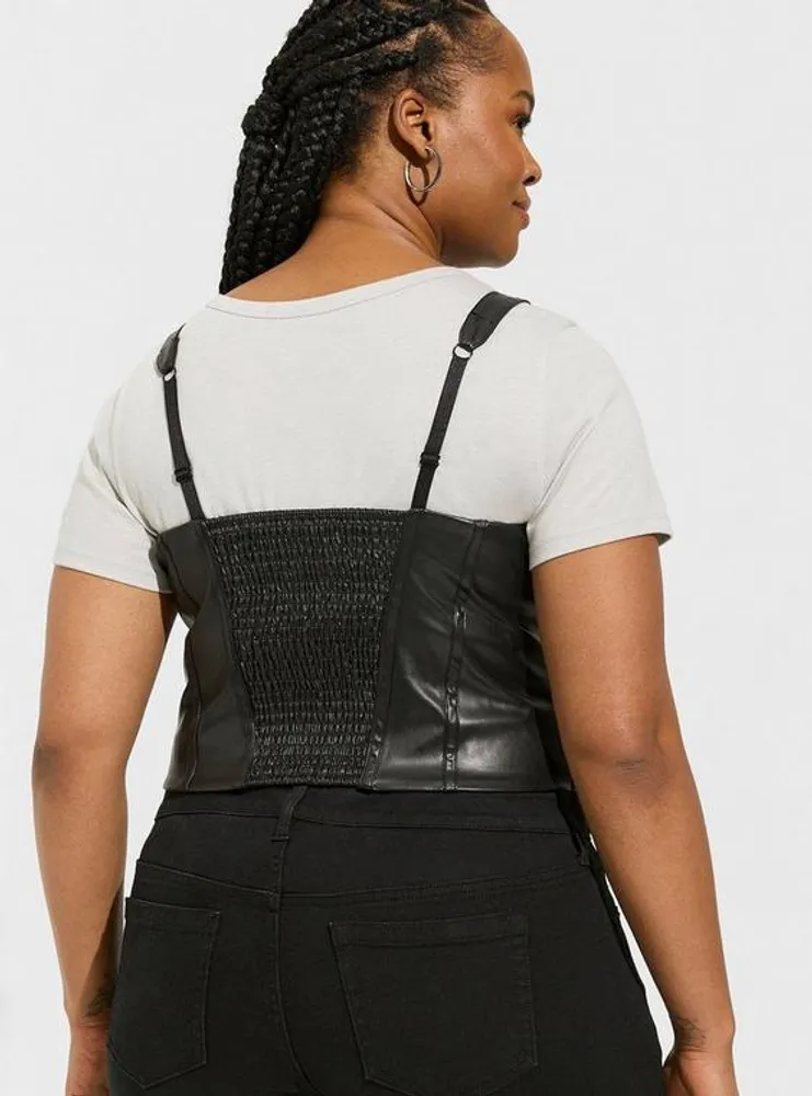 Real Leather Corset Crop Top