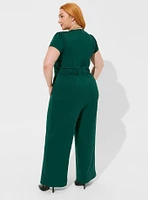 Ponte High Neck Belt Jumpsuit