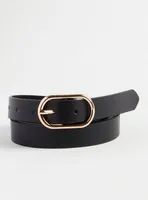 Oval Buckle Denim Belt