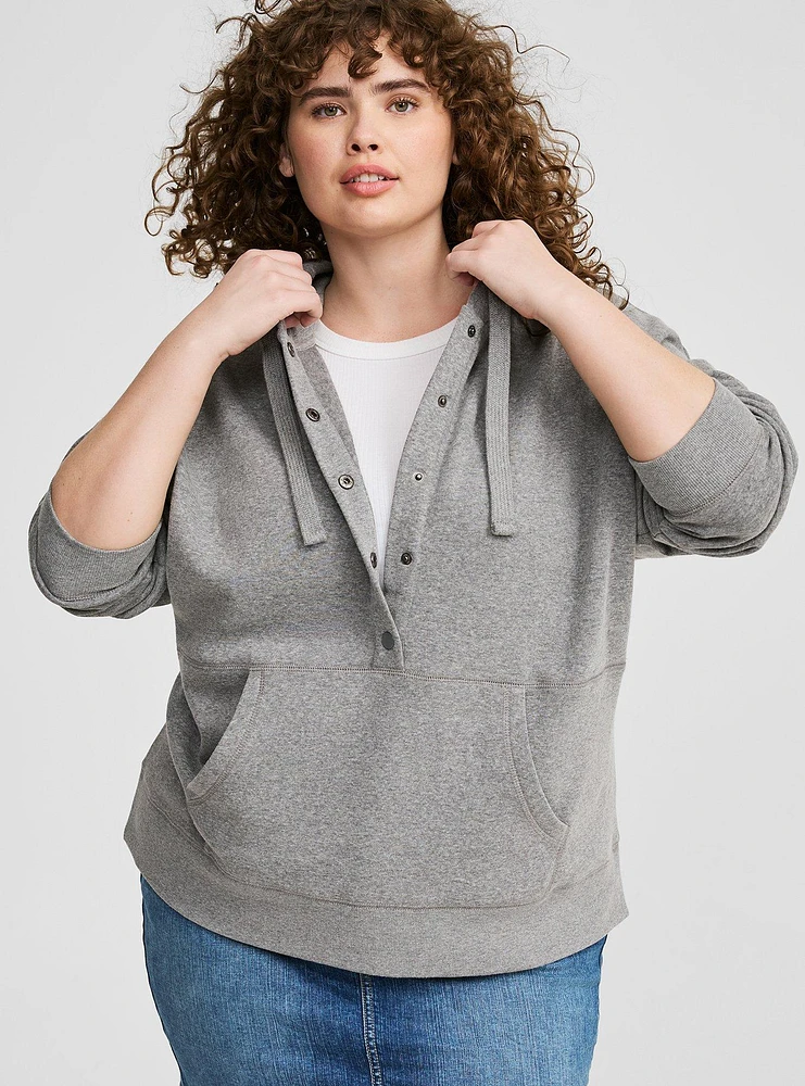 Cozy Fleece Snap Front Relaxed Hoodie