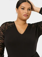 Super Soft V-Neck Lace Sleeve Top