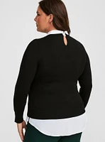 Fitted Pullover Collared 2-Fer Sweater