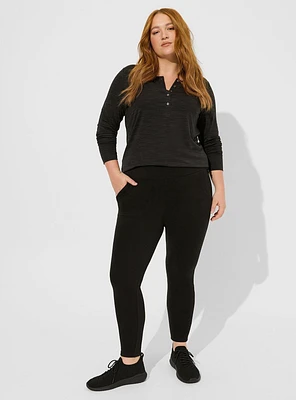 Happy Camper Micro Fleece Full Length Active Legging with Front Pockets