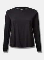 Performance Cotton Open Back Long Sleeve Active Tee with Mesh Detail