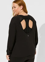 Performance Cotton Open Back Long Sleeve Active Tee with Mesh Detail