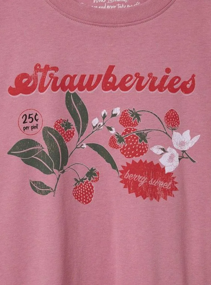 Strawberry Classic Fit Cotton Crew Neck Tee