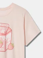 Strawberry Milk Classic Fit Cotton Crew Neck Tee