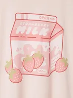 Strawberry Milk Classic Fit Cotton Crew Neck Tee