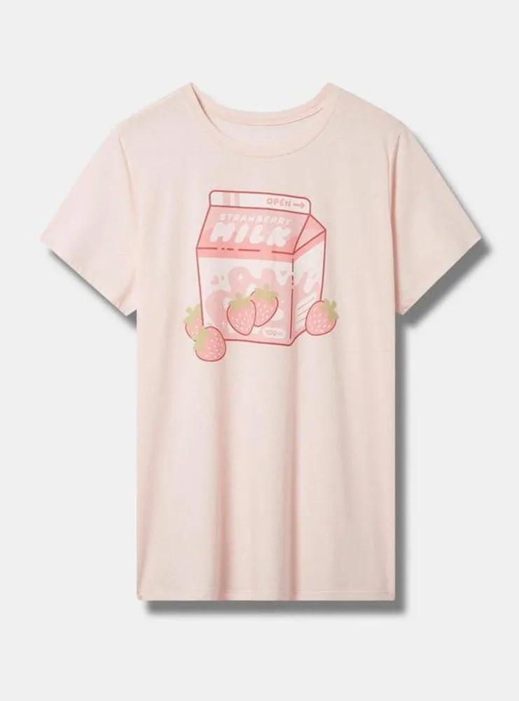 Strawberry Milk Classic Fit Cotton Crew Neck Tee