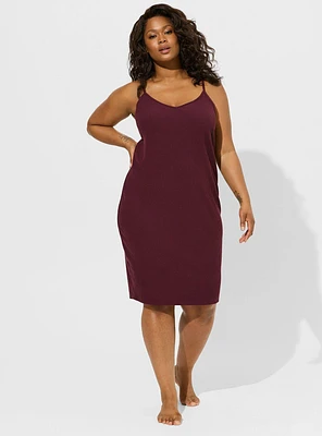 Heavy Hacci Rib V-Neck Midi Cami Lounge Dress